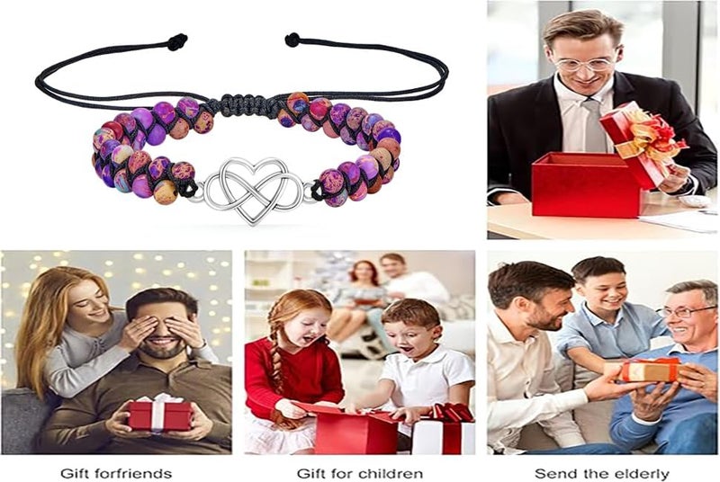 DivaGlamz To My Granddaughter-Infinity Forever Love Heart Bracelet, Natural Emperor Stone Double Layer Purple Beaded Woven Wrap Bracelets Adjustable Mind Peace Gift Jewelry - Image 3